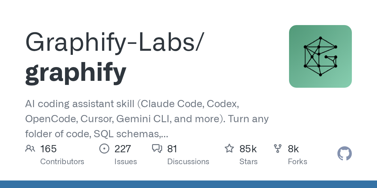 Graphify:一键将代码库转化为知识图谱,AI 编程的终极理解引擎-无双技术网