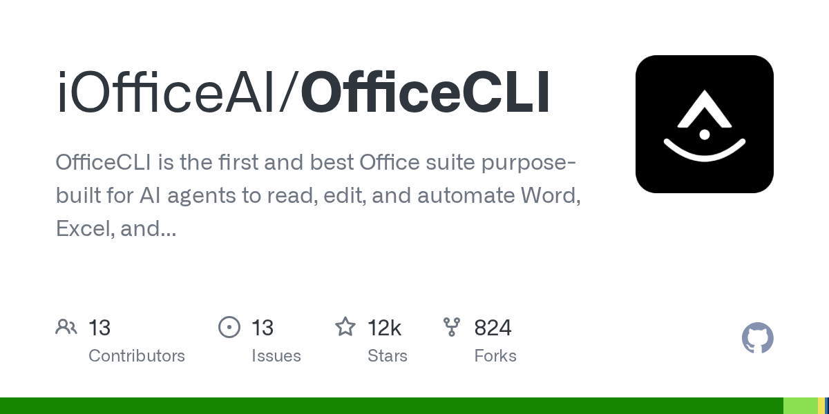 OfficeCLI：AI Agent 原生 Office 套件，一行命令操控 Word/Excel/PPT-无双技术网