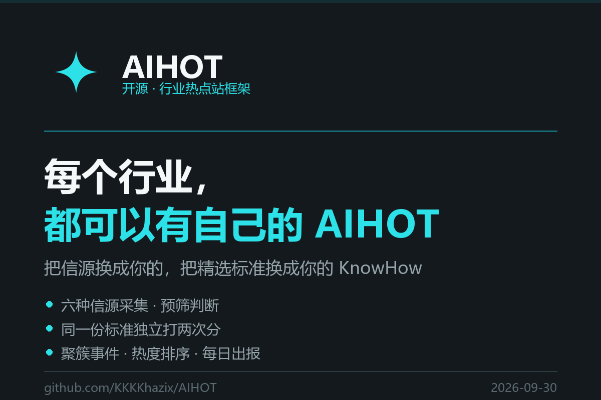 AIHOT 开源:把整套「AI 热点站」流水线交到你手上,提示词和门槛全部公开-无双技术网