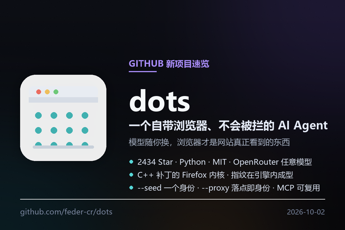 dots：给 AI Agent 配一个不会被拦的浏览器，模型随便换-无双技术网