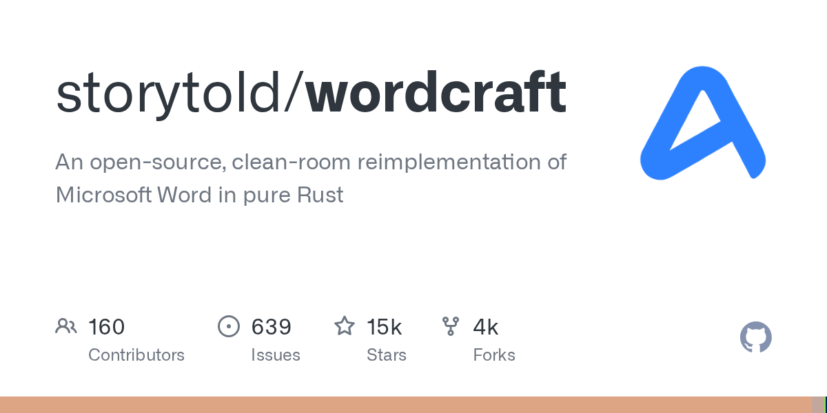 GitHub 热门项目推荐:wordcraft(Rust|15069 Star)-无双技术网