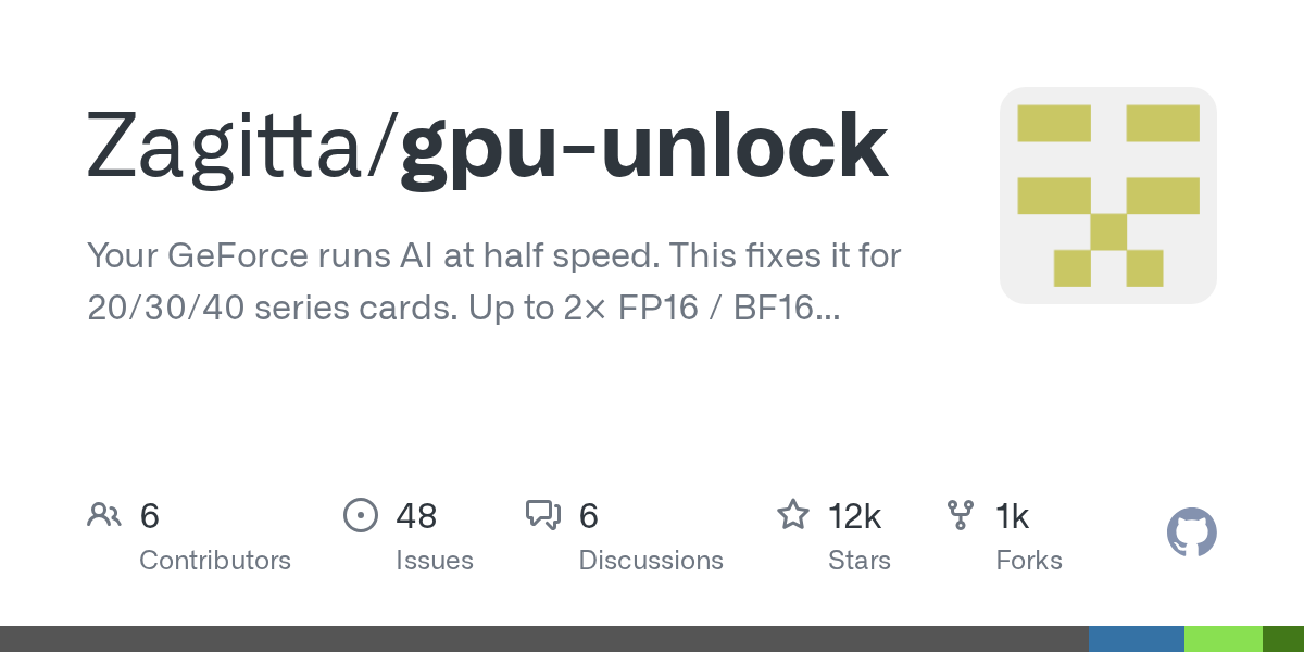 GitHub 热门项目推荐:gpu-unlock(C|12372 Star)-无双技术网